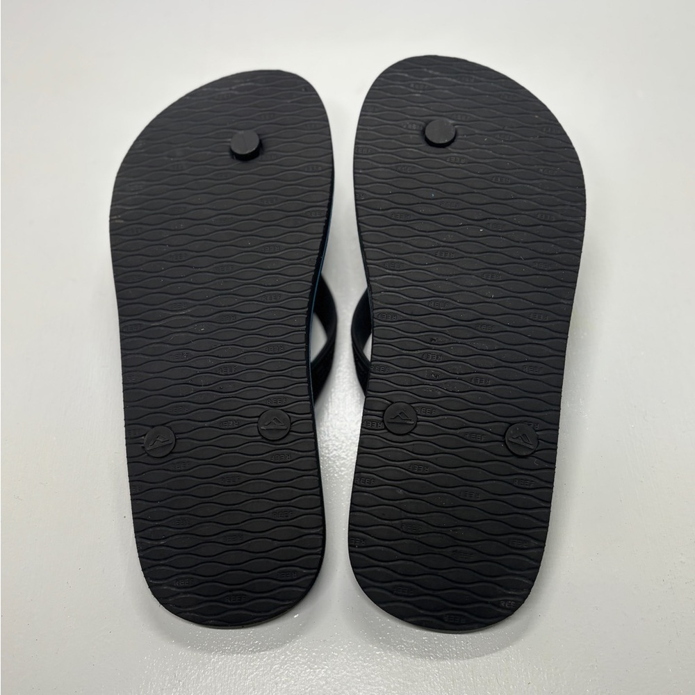 Reef Seaside Flip Flops Men’s Size 9 Black Blue Comfort Sandals - Picture 6 of 10